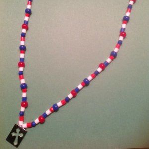 Stars and Stripes Cross Handmade Necklace